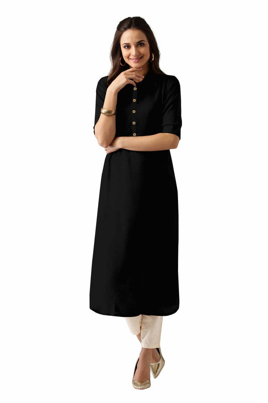 Black Coloured Fancy Designer Rayon Kurti!!