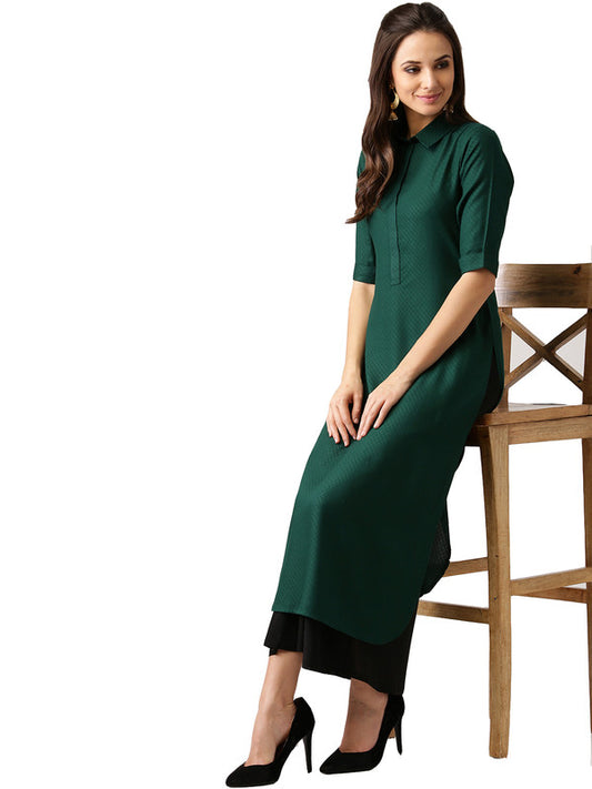 Green Coloured Fancy Designer Rayon Kurti!!