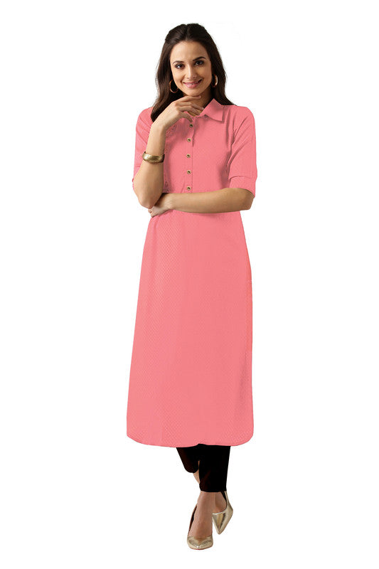 Pink Coloured Fancy Designer Rayon Kurti!!