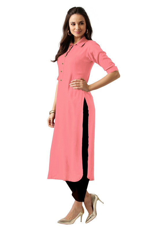 Pink Coloured Fancy Designer Rayon Kurti!!