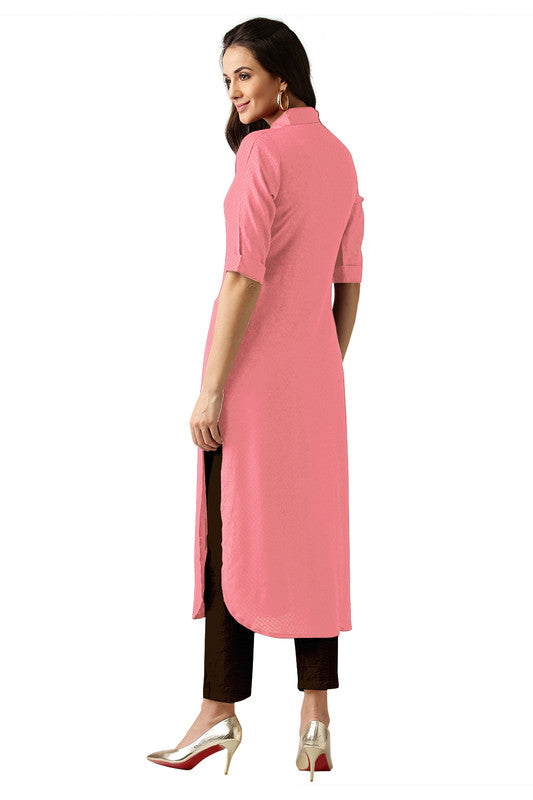 Pink Coloured Fancy Designer Rayon Kurti!!