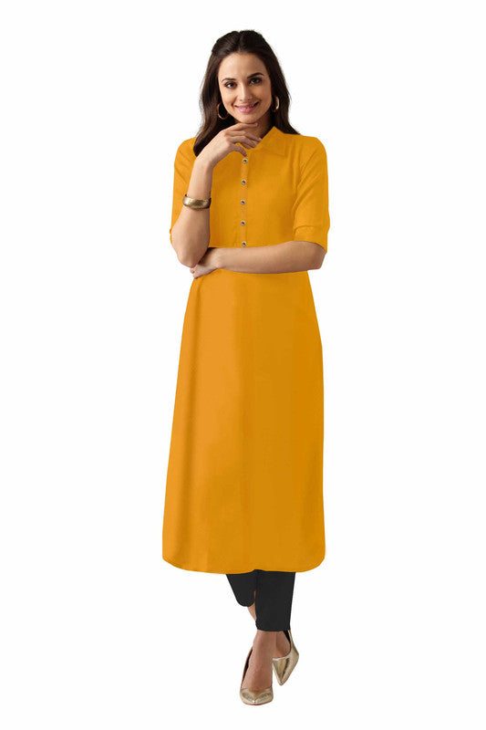 Yellow Coloured Fancy Designer Rayon Kurti!!