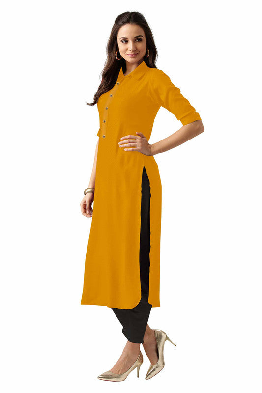 Yellow Coloured Fancy Designer Rayon Kurti!!