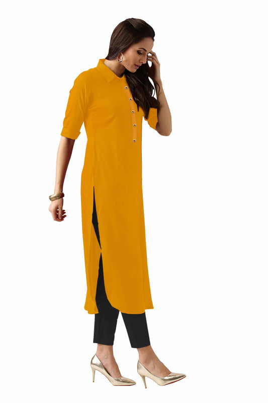 Yellow Coloured Fancy Designer Rayon Kurti!!