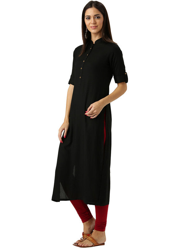 Black Coloured Fancy Designer Rayon Kurti!!