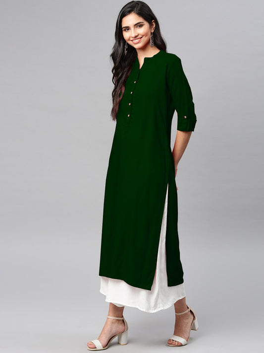 Green Coloured Fancy Designer Rayon Kurti!!