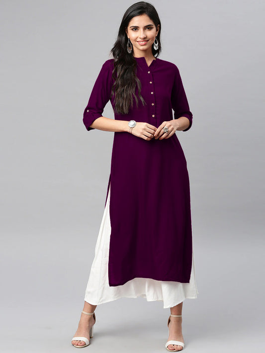 Wine Coloured Fancy Designer Rayon Kurti!!