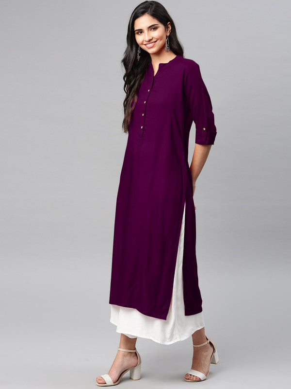 Wine Coloured Fancy Designer Rayon Kurti!!