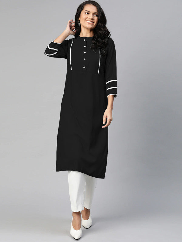 Black Coloured Fancy Designer Rayon Kurti!!