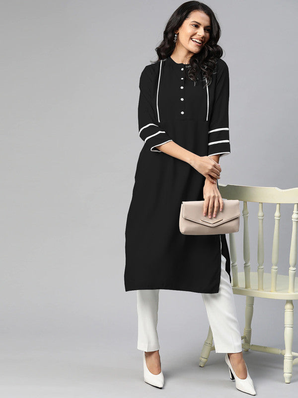 Black Coloured Fancy Designer Rayon Kurti!!