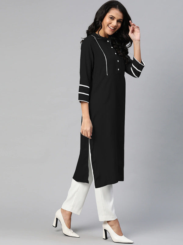 Black Coloured Fancy Designer Rayon Kurti!!