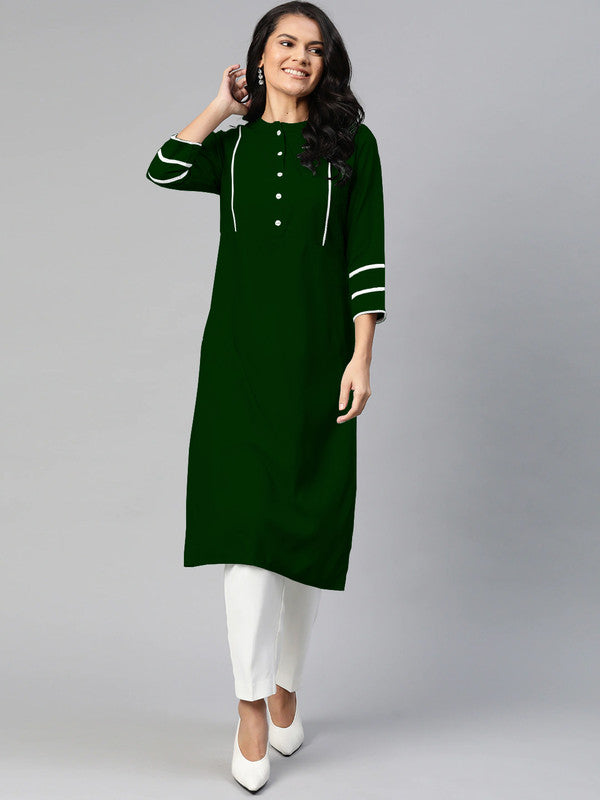 Green Coloured Fancy Designer Rayon Kurti!!