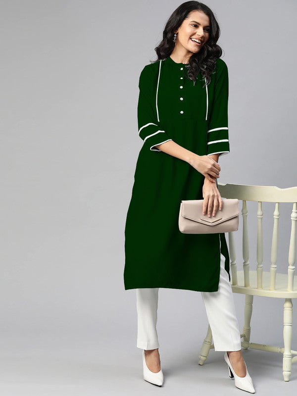 Green Coloured Fancy Designer Rayon Kurti!!