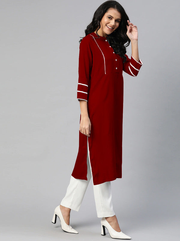 Maroon Coloured Fancy Designer Rayon Kurti!!