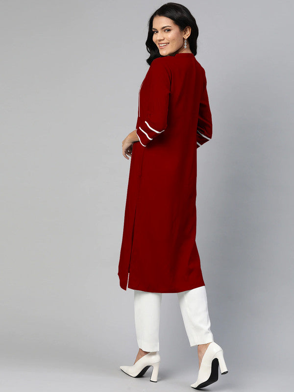 Maroon Coloured Fancy Designer Rayon Kurti!!