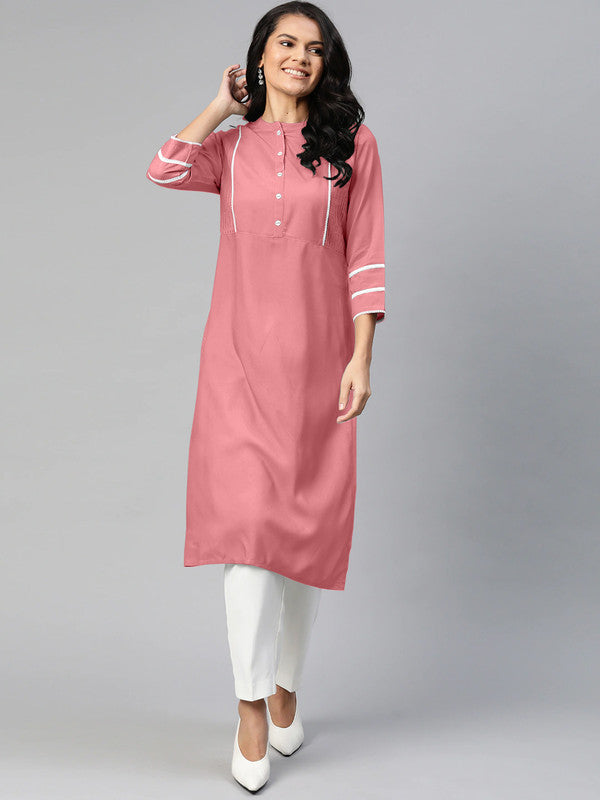 Pink Coloured Fancy Designer Rayon Kurti!!