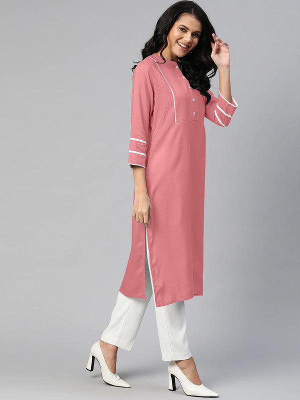 Pink Coloured Fancy Designer Rayon Kurti!!