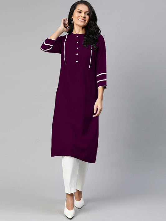 Wine Coloured Fancy Designer Rayon Kurti!!