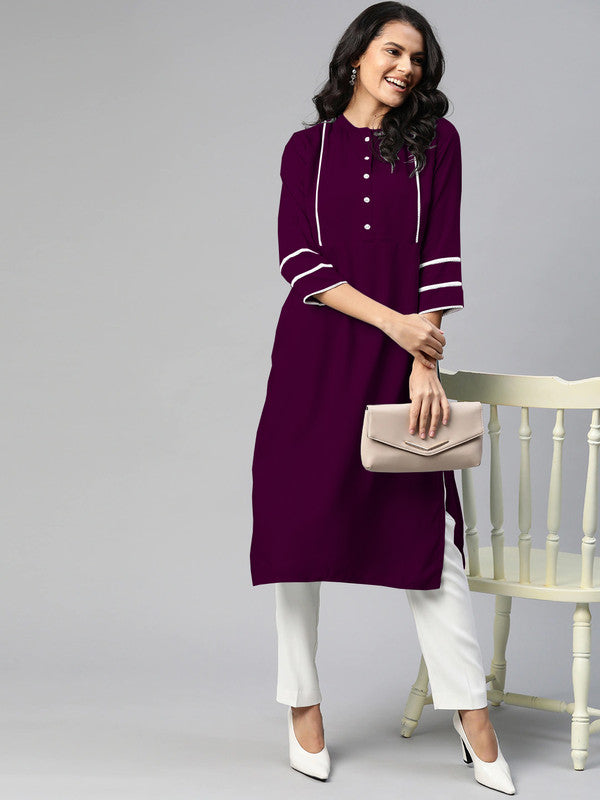 Wine Coloured Fancy Designer Rayon Kurti!!