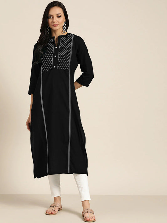 Black Coloured Fancy Designer Rayon Kurti!!