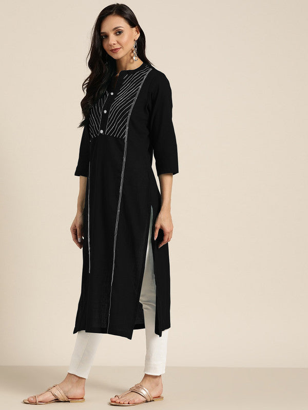 Black Coloured Fancy Designer Rayon Kurti!!