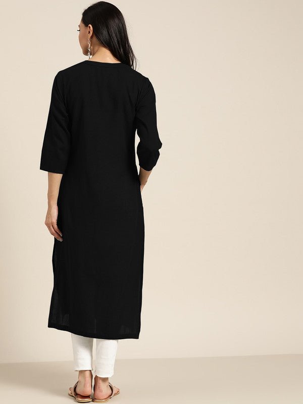 Black Coloured Fancy Designer Rayon Kurti!!