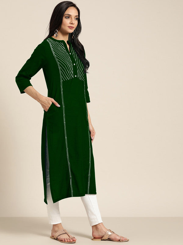 Green Coloured Fancy Designer Rayon Kurti!!