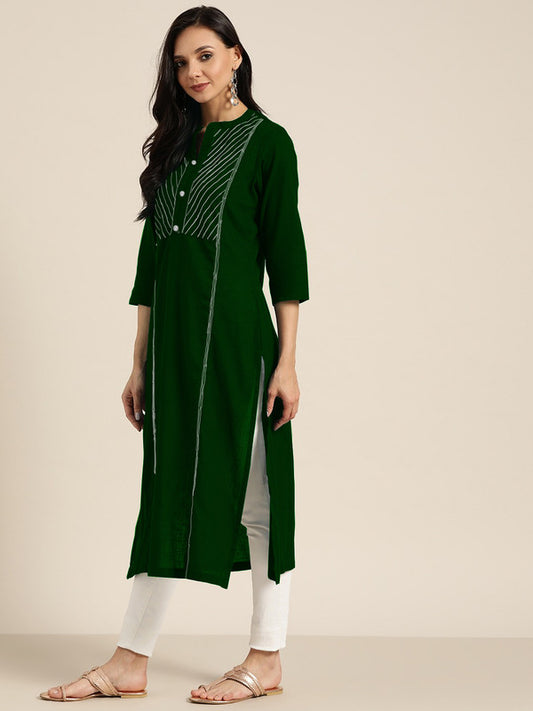 Green Coloured Fancy Designer Rayon Kurti!!