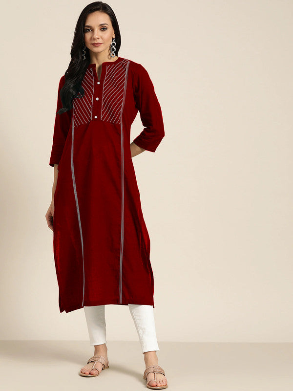 Maroon Coloured Fancy Designer Rayon Kurti!!