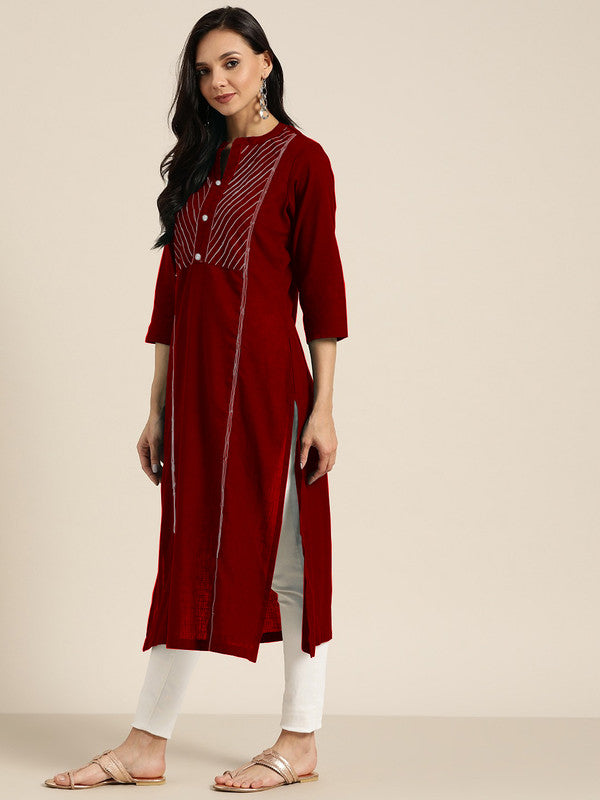 Maroon Coloured Fancy Designer Rayon Kurti!!