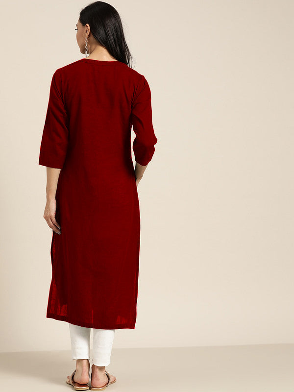 Maroon Coloured Fancy Designer Rayon Kurti!!