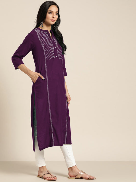 Wine Coloured Fancy Designer Rayon Kurti!!