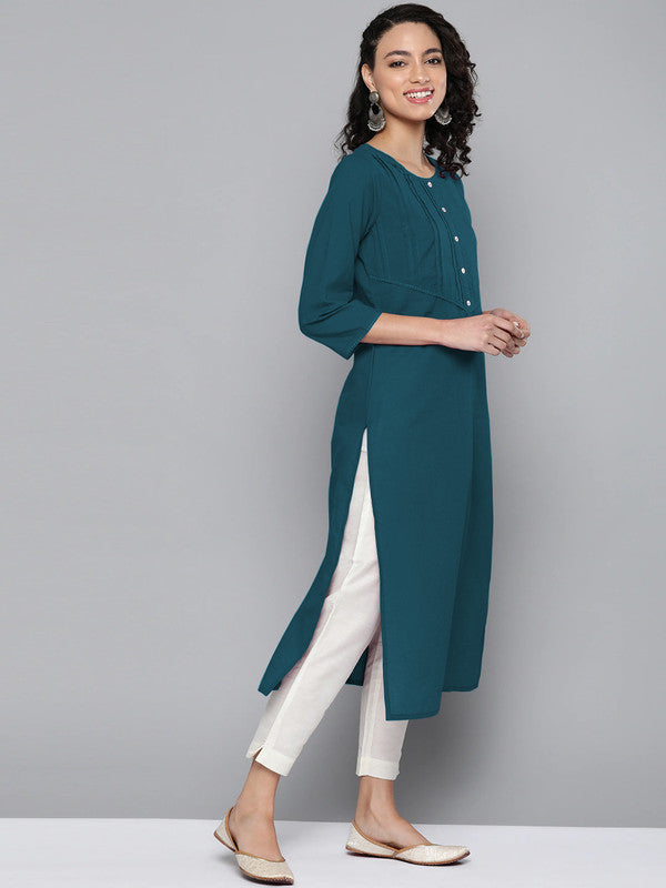 Dark Rama Blue Coloured Fancy Designer Rayon Kurti!!