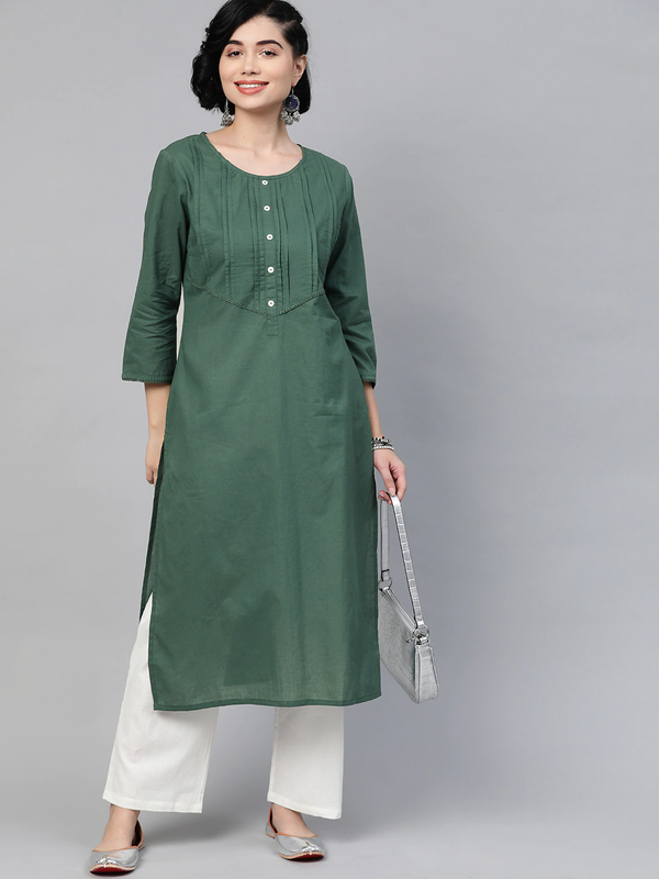 Green Coloured Fancy Designer Rayon Kurti!!