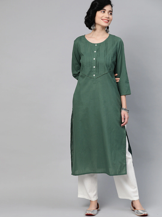 Green Coloured Fancy Designer Rayon Kurti!!