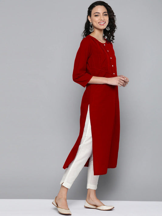 Maroon Coloured Fancy Designer Rayon Kurti!!