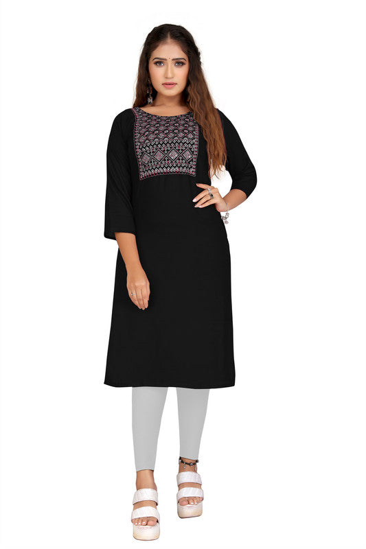 Black Coloured Fancy Designer Rayon Kurti!!