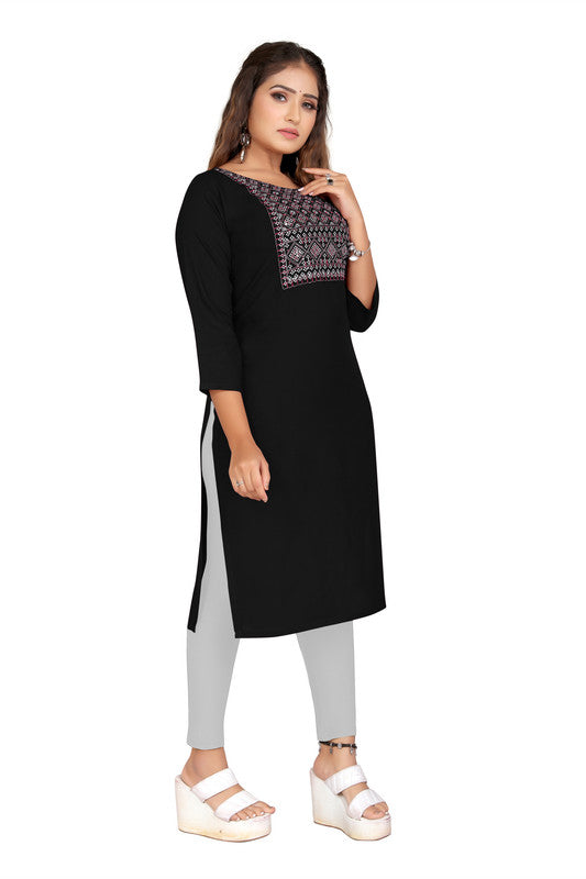 Black Coloured Fancy Designer Rayon Kurti!!