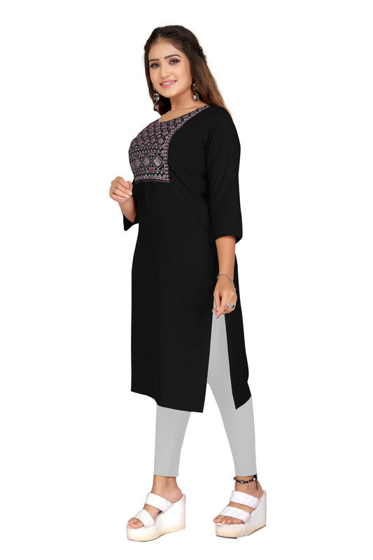 Black Coloured Fancy Designer Rayon Kurti!!