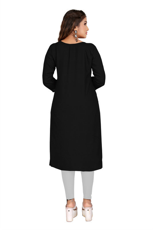 Black Coloured Fancy Designer Rayon Kurti!!