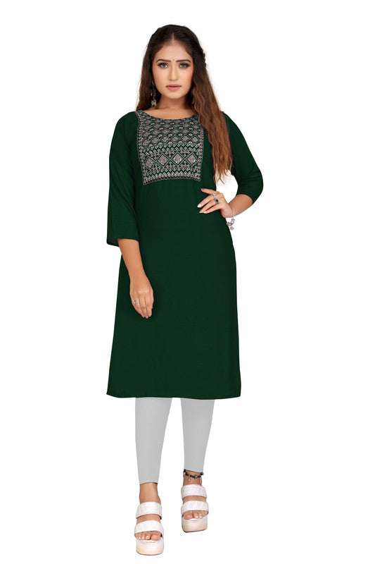 Green Coloured Fancy Designer Rayon Kurti!!