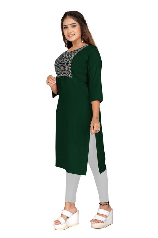 Green Coloured Fancy Designer Rayon Kurti!!