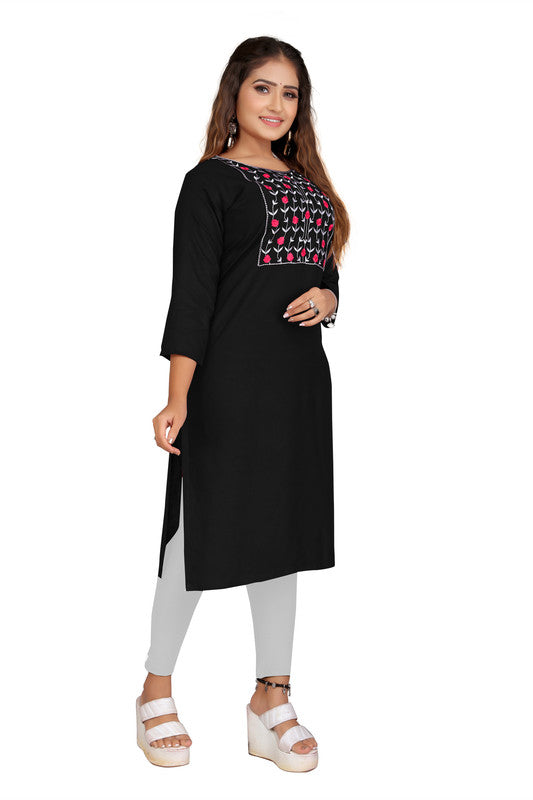 Black Coloured Fancy Designer Rayon Kurti!!