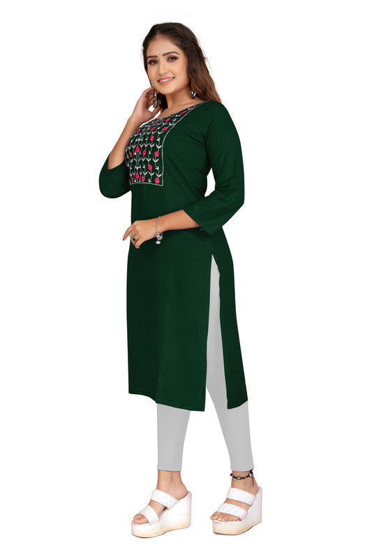 Green Coloured Fancy Designer Rayon Kurti!!