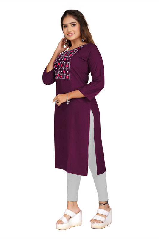 Wine Coloured Fancy Designer Rayon Kurti!!