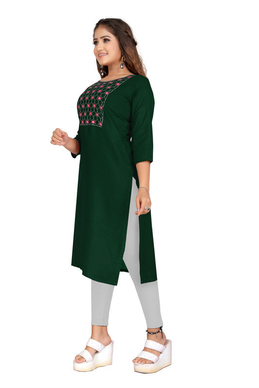 Green Coloured Fancy Designer Rayon Kurti!!