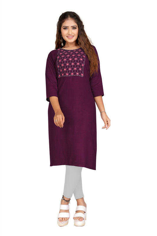 Wine Coloured Fancy Designer Rayon Kurti!!