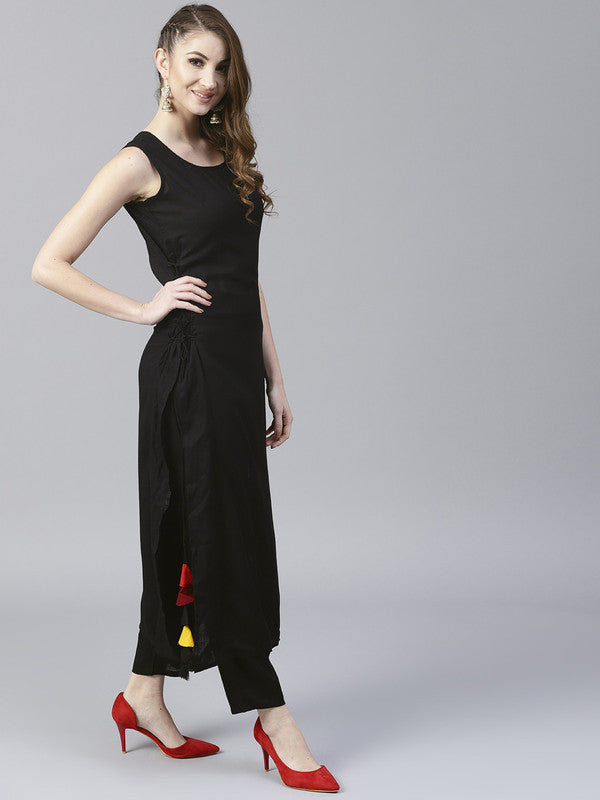 Black Coloured Fancy Designer Rayon Kurti!!