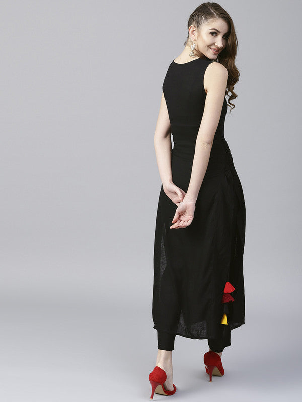 Black Coloured Fancy Designer Rayon Kurti!!