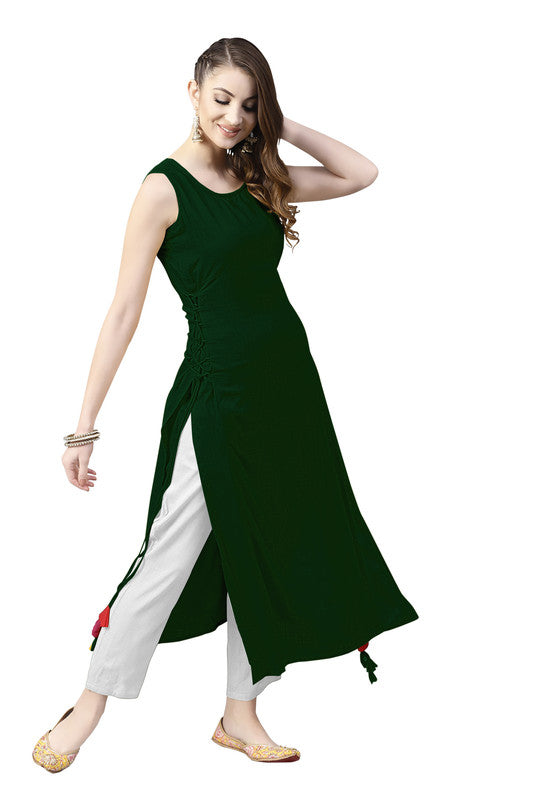 Green Coloured Fancy Designer Rayon Kurti!!